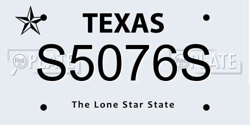 S5076S Texas License Plate