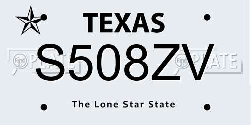 S508ZV Texas License Plate