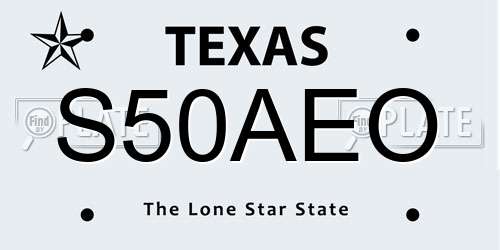 S50AEO Texas License Plate
