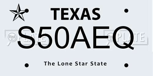 S50AEQ Texas License Plate