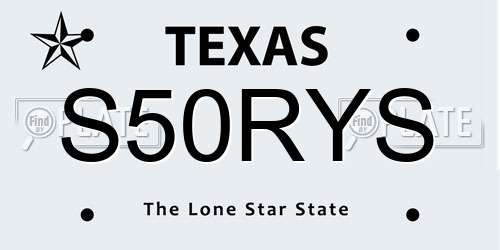 S50RYS Texas License Plate