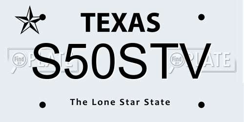 S50STV Texas License Plate
