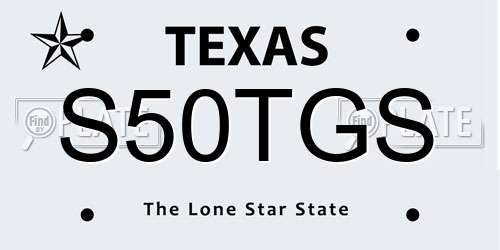 S50TGS Texas License Plate