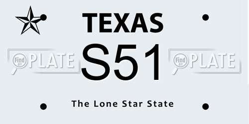 S51 Texas License Plate