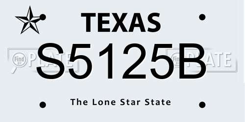 S5125B Texas License Plate