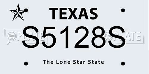 S5128S Texas License Plate