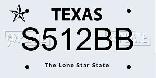 S512BB Texas License Plate