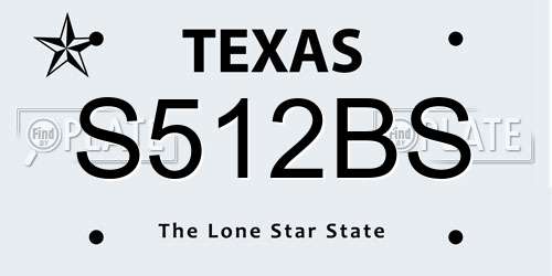 S512BS Texas License Plate