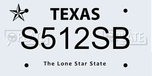 S512SB Texas License Plate