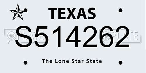 S514262 Texas License Plate