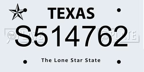S514762 Texas License Plate