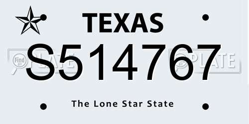 S514767 Texas License Plate