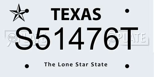 S51476T Texas License Plate