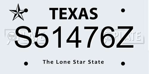S51476Z Texas License Plate