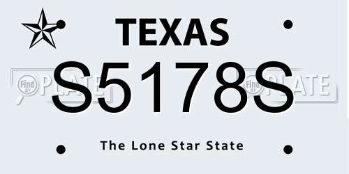 S5178S Texas License Plate
