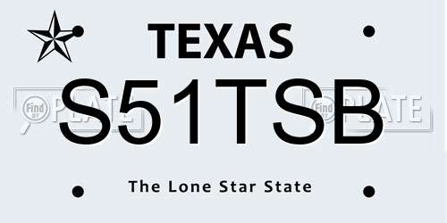 S51TSB Texas License Plate