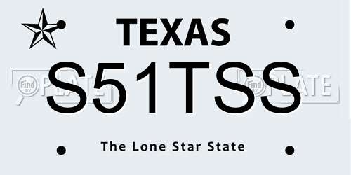 S51TSS Texas License Plate