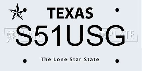 S51USG Texas License Plate
