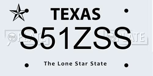 S51ZSS Texas License Plate
