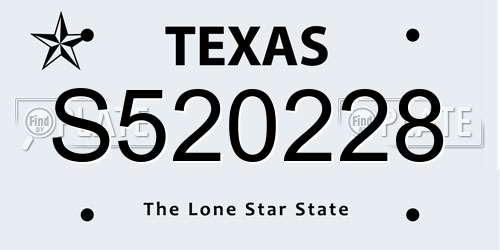 S520228 Texas License Plate
