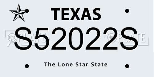 S52022S Texas License Plate