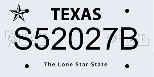 S52027B Texas License Plate