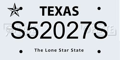 S52027S Texas License Plate