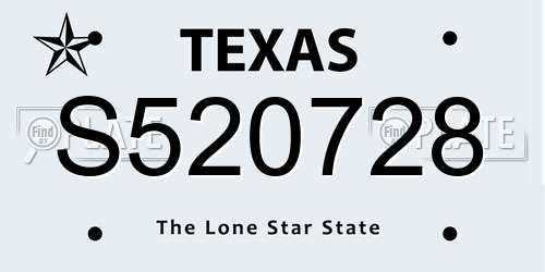 S520728 Texas License Plate