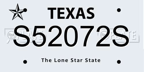 S52072S Texas License Plate