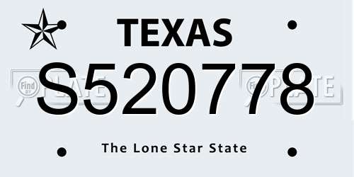 S520778 Texas License Plate