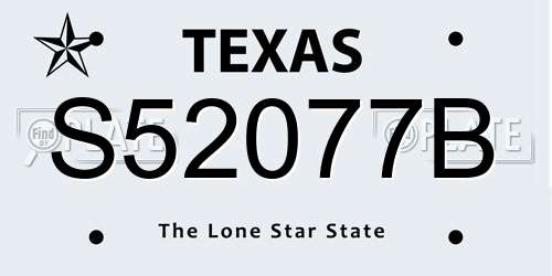 S52077B Texas License Plate