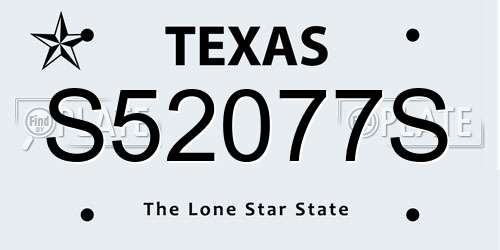 S52077S Texas License Plate