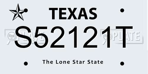 S52121T Texas License Plate