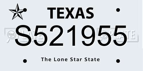S521955 Texas License Plate