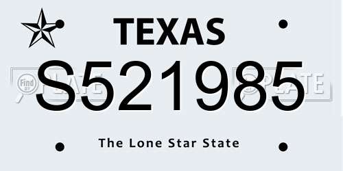 S521985 Texas License Plate