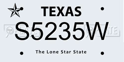 S5235W Texas License Plate