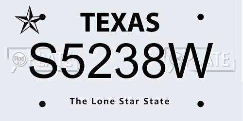 S5238W Texas License Plate