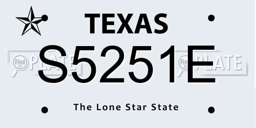 S5251E Texas License Plate