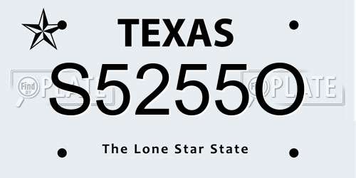 S5255O Texas License Plate