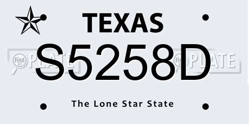 S5258D Texas License Plate