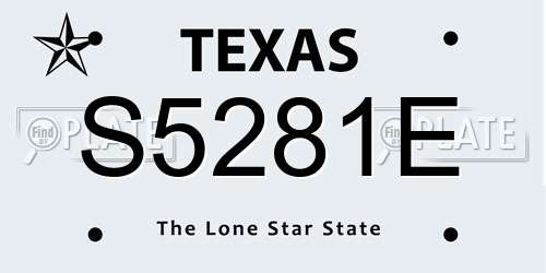 S5281E Texas License Plate