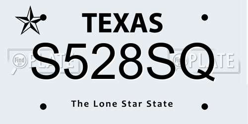 S528SQ Texas License Plate