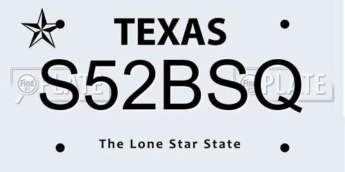 S52BSQ Texas License Plate