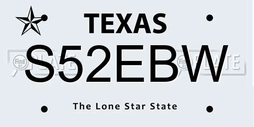 S52EBW Texas License Plate