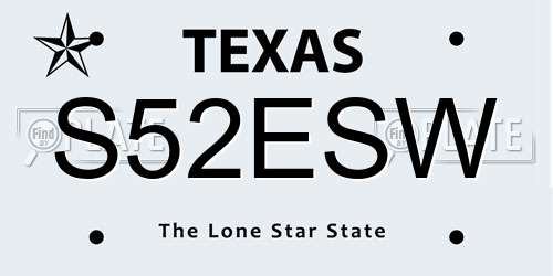 S52ESW Texas License Plate
