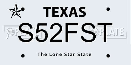 S52FST Texas License Plate
