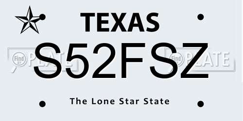 S52FSZ Texas License Plate