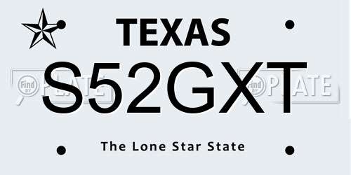 S52GXT Texas License Plate