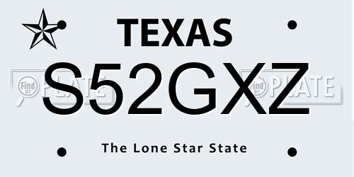 S52GXZ Texas License Plate