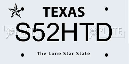 S52HTD Texas License Plate